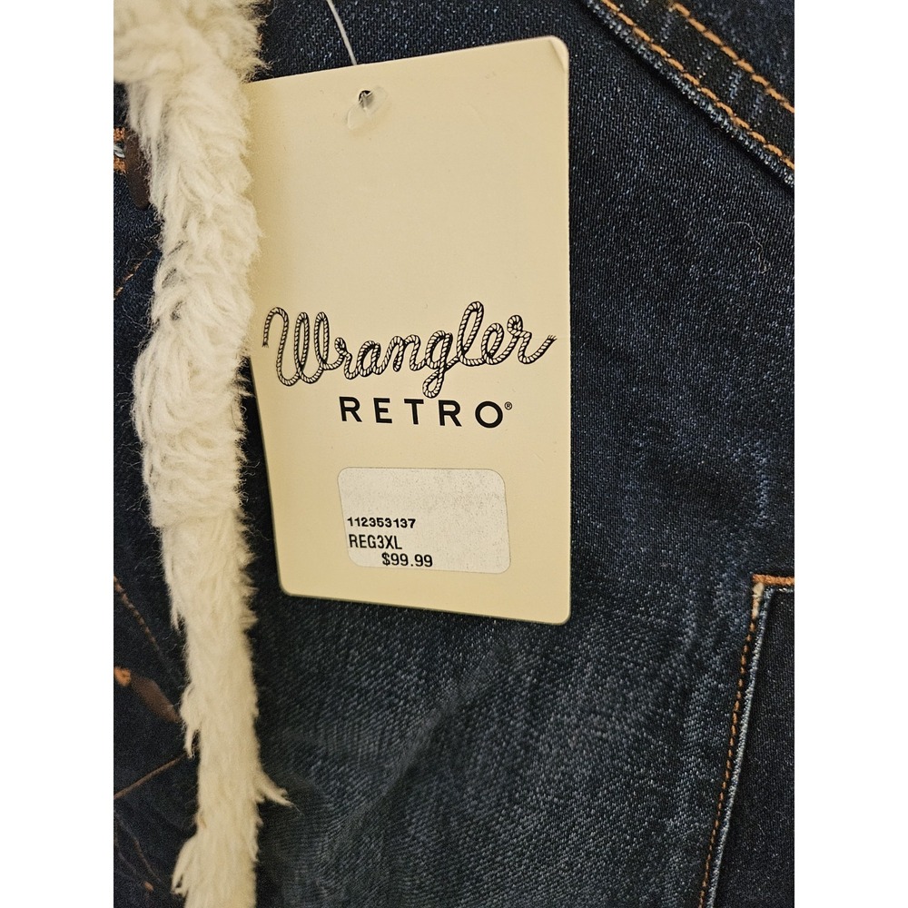 NWT Wrangler Women's LS Blue Denim Sherpa Collar/Lining Button-Front Jacket, +3X - Picture 3 of 14